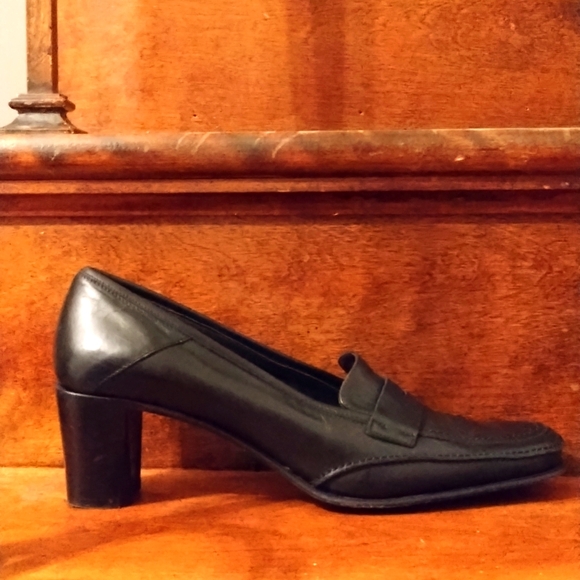 Vintage Black Loafer Heels Via Spiga Oxford Heels - Picture 14 of 16